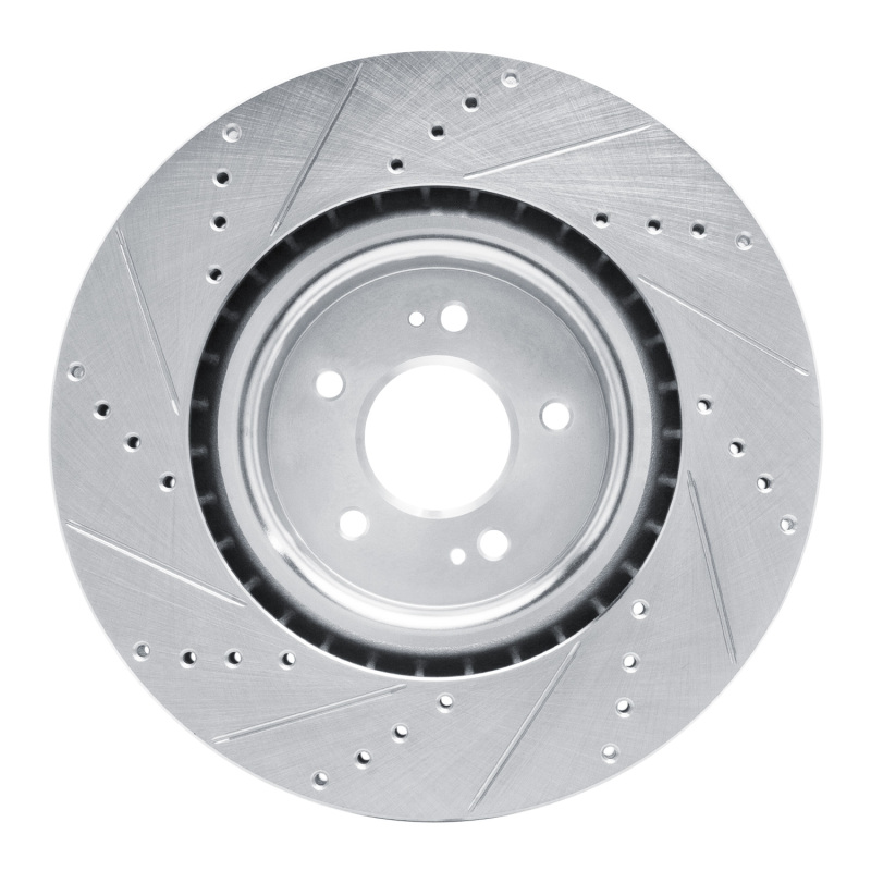 Genesis G70 Brake Rotor (1) - Front Right - R1 Concepts - Drilled & Slotted - Silver - `18-`22